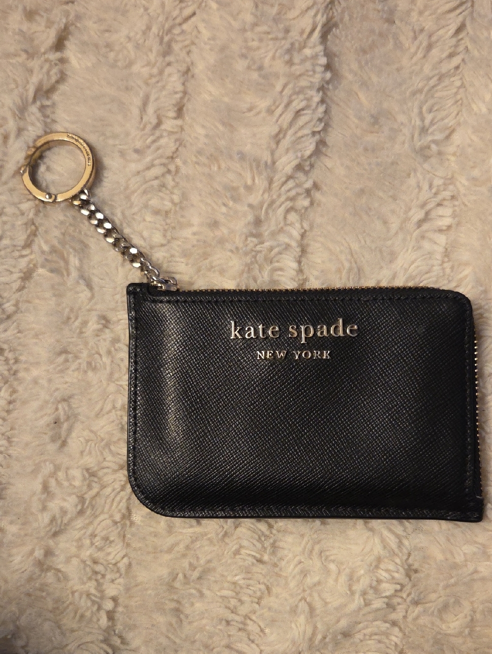 kate spade Black Leather Zip Keyring Card Case